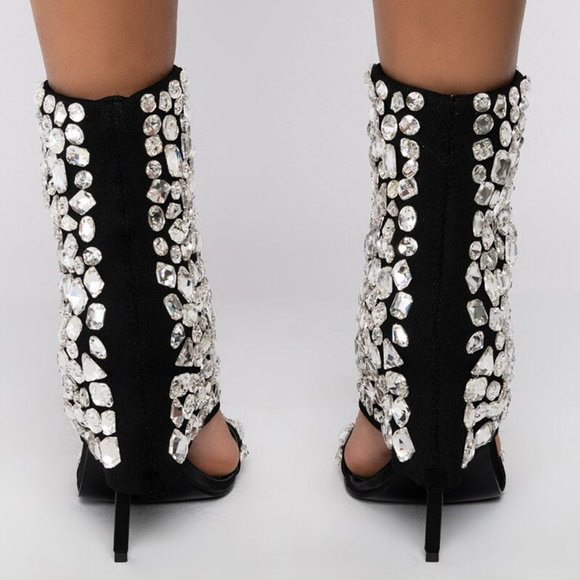Xena Bet on Black: Diamond Rhinestone Draped Stiletto Sandal Size 6 - Picture 3 of 5